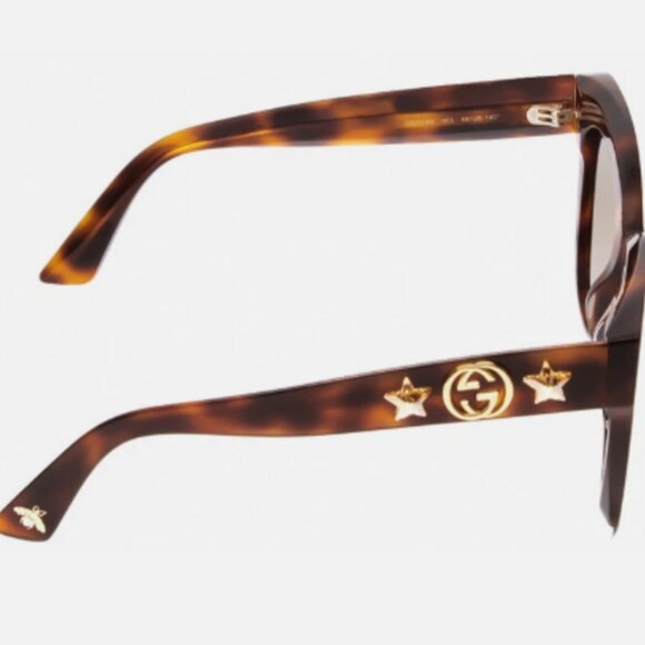 GUCCI GG0208S Oversized Designer Sunglasses Tortoise Havana Gold/Brown 49mm - Picture 2 of 3